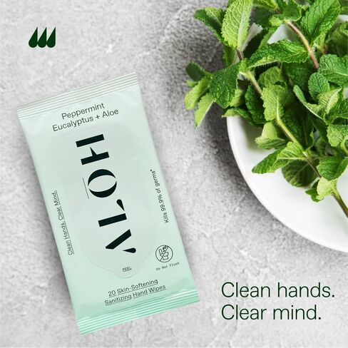 ALŌH Lavender Rosewood + Aloe Sanitizing Hand Wipes - Clean Hands, Clear Mind - On The Go Hand Sanitizer Wipes for Kids and Adults - Travel Size 3 Pack, 20ct Wipes (60 wipes) in Kuwait
