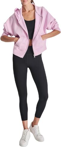 DKNY Women's Long Sleeve Full Zip Stacked Mixed Rhinestud Logo Fleece Hoodie in Saudi Arabia