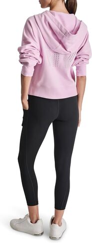 DKNY Women's Long Sleeve Full Zip Stacked Mixed Rhinestud Logo Fleece Hoodie in Saudi Arabia