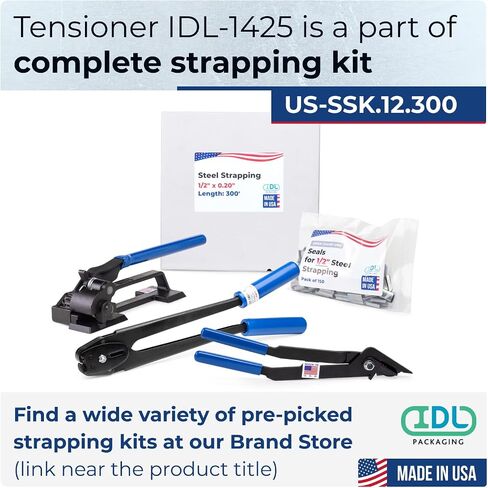 IDL Packaging IDL-1425 شداد ربط عجلة التغذية لحزام فولاذي مقاس 3/8 بوصة إلى 3/4 بوصة، مصنوع في الولايات المتحدة الأمريكية - أداة ربط شديدة التحمل بقوة شد عالية وعمر خدمة طويل in Saudi Arabia