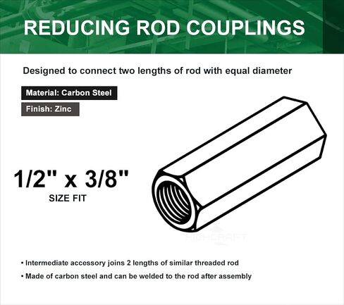 DSP-A34 Rod Coupling Nuts 1/2-Inch Diameter by 1-1/2-Inch Length, Zinc Plated, 50 Pack in Saudi Arabia