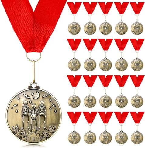 Inbagi 20 Pcs Halloween Medals Awards 2 Inch Skeleton Trophies Award Medals Golden Best Costume Skeleton Medals for Contest Awards Prizes Skeleton Costume Contest Trophy Awards in Saudi Arabia