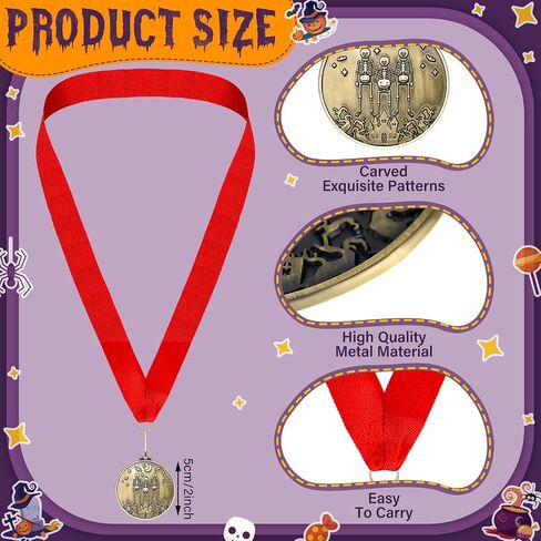 Inbagi 20 Pcs Halloween Medals Awards 2 Inch Skeleton Trophies Award Medals Golden Best Costume Skeleton Medals for Contest Awards Prizes Skeleton Costume Contest Trophy Awards in Saudi Arabia