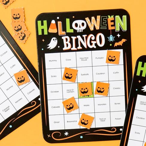 Big Dot of Happiness Jack-O'-Lantern Halloween - بطاقات وعلامات بينجو - لعبة بينجو لحفلات الهالوين للأطفال - مجموعة من 18 قطعة in Saudi Arabia