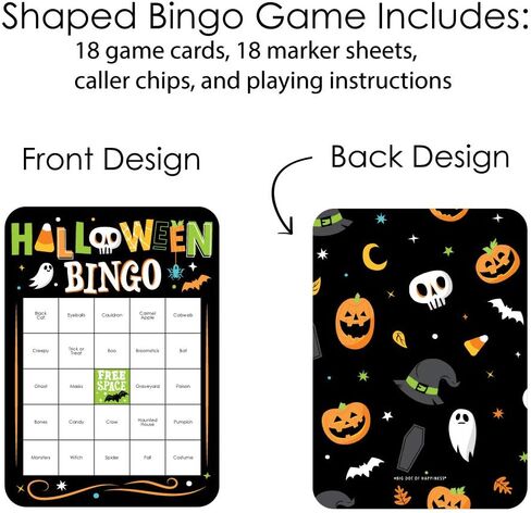 Big Dot of Happiness Jack-O'-Lantern Halloween - بطاقات وعلامات بينجو - لعبة بينجو لحفلات الهالوين للأطفال - مجموعة من 18 قطعة in Saudi Arabia