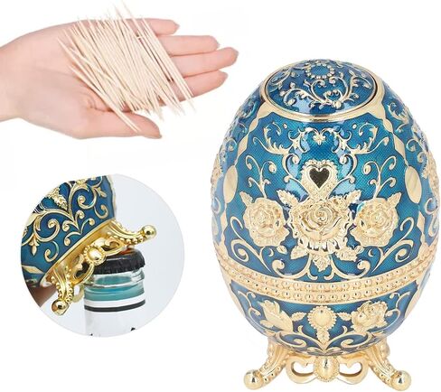 Cyrank Toothpick Holder Pop-up Automatic Toothpick Dispenser, Retractable Toothpick Holder with Pressing Type Egg Shape Toothpicks Case for Kitchen Restaurant in Saudi Arabia