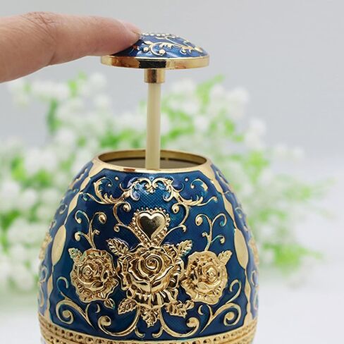 Cyrank Toothpick Holder Pop-up Automatic Toothpick Dispenser, Retractable Toothpick Holder with Pressing Type Egg Shape Toothpicks Case for Kitchen Restaurant in Saudi Arabia