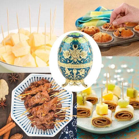 Cyrank Toothpick Holder Pop-up Automatic Toothpick Dispenser, Retractable Toothpick Holder with Pressing Type Egg Shape Toothpicks Case for Kitchen Restaurant in Saudi Arabia