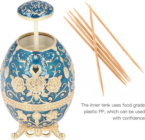 Cyrank Toothpick Holder Pop-up Automatic Toothpick Dispenser, Retractable Toothpick Holder with Pressing Type Egg Shape Toothpicks Case for Kitchen Restaurant in Saudi Arabia