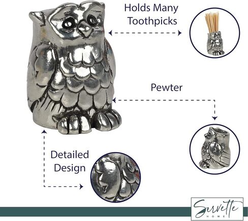 Home and Kitchen Décor Novelty Pewter Toothpick Holder Owl in Kuwait