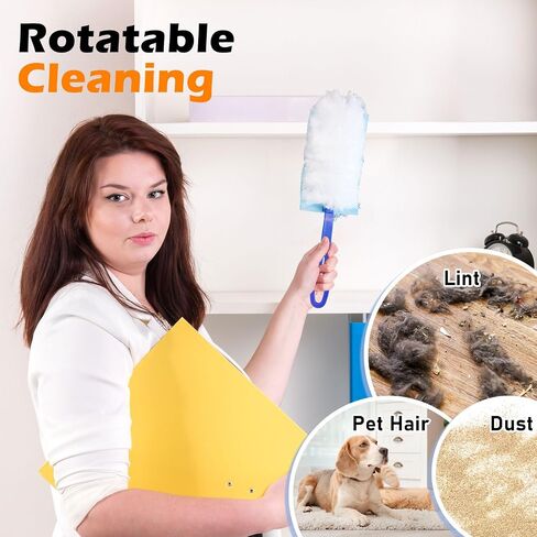 Duster Refills for Swiffer Dusters, Multi Surface 360 Degree Dusters Refills & 2 Handle, Disposable Heavy Duty Dusters Refills for Cleaning (30 Count + 2 Handle, White&Orange) in Saudi Arabia