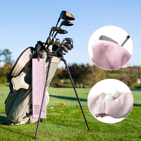 Swing Swear Look for Embroidered Pink Golf Towel, Funny Golf Towel for Golf Bag with Clip, Birthday Retirement Gift for Grandma Mom Sister Golf Fan Golfer, Women Golf Towel, Ladies Golf Towel in Kuwait