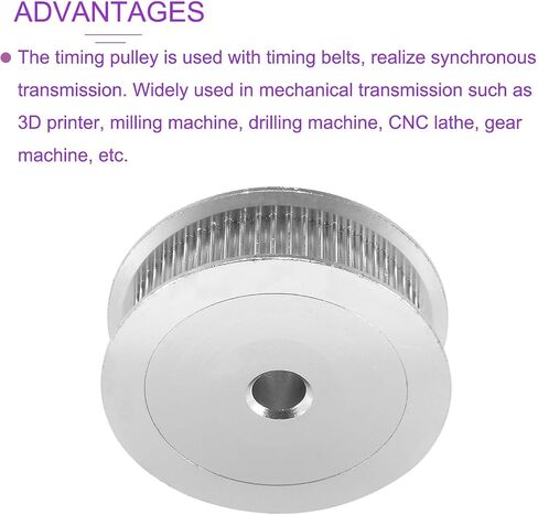 Timing Pulley Aluminium Synchronous Wheels [for 3D Printer 6mm Width Belts, CNC Machines] - 60 Teeth 20mm Bore/Silver Tone/1 Pcs in Saudi Arabia