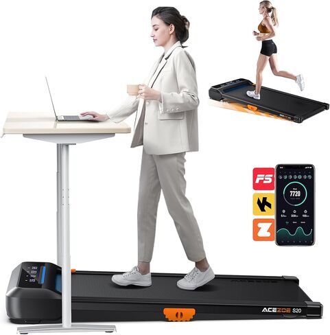 Walking Pad with Incline, Under Desk Treadmill with Incline, Installation-Free 10% Incline Treadmill, 2.5HP Treadmills for Home Small, Vertical Storage, Only 37lbs Portable Treadmill, APP Control in Saudi Arabia