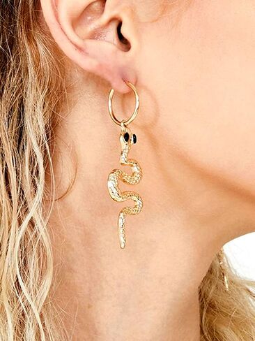 HUASAI Snake Jewelry Set for Women Snake Earrings for Women Gold Snake Pendant Necklace Gothic Snake Wrap Bracelet Open Adjustable Snake Ring for Girls Boho Snake Jewelry Set in Saudi Arabia
