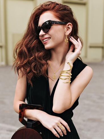 HUASAI Snake Jewelry Set for Women Snake Earrings for Women Gold Snake Pendant Necklace Gothic Snake Wrap Bracelet Open Adjustable Snake Ring for Girls Boho Snake Jewelry Set in Saudi Arabia