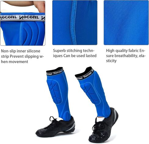 Sport Soccer Shin Guards for for Kids Youth, Protective Soccer Gear Equipment with Lower Leg and Ankle Guards Pads for Boys Girls Teenagers - Blue(L), Large in Saudi Arabia