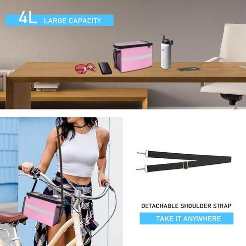 Bike Handlebar Bag, 7" Bike Phone Holder, Water-resistant Bike Basket, Bicycle Front Storage Bag, Bike Frame Bag for MTB Racing Road Bike, with Shoulder Strap and Rain Cover in Saudi Arabia