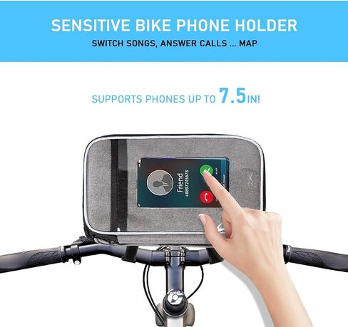 Bike Handlebar Bag, 7" Bike Phone Holder, Water-resistant Bike Basket, Bicycle Front Storage Bag, Bike Frame Bag for MTB Racing Road Bike, with Shoulder Strap and Rain Cover in Saudi Arabia