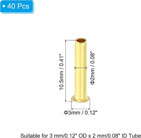 PATIKIL Brass Compression Insert, 40 Pack 3mm OD x 2mm ID Tube Insert Tube Support Compression Fitting Assortment Kit for Water Oil Air Pipe in Saudi Arabia