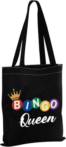 MBMSO Bingo Queen Tote Bag Bingo Lover Gifts Funny Bingo Players Gifts Bingo Shoulder Shopping Bag Bingo Game Gambler Gift (BINGO Queen TB-black) in Saudi Arabia