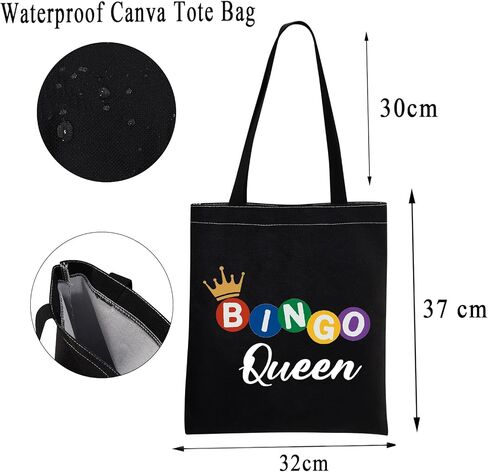 MBMSO Bingo Queen Tote Bag Bingo Lover Gifts Funny Bingo Players Gifts Bingo Shoulder Shopping Bag Bingo Game Gambler Gift (BINGO Queen TB-black) in Saudi Arabia