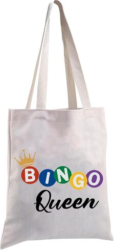 MBMSO Bingo Queen Tote Bag Bingo Lover Gifts Funny Bingo Players Gifts Bingo Shoulder Shopping Bag Bingo Game Gambler Gift (BINGO Queen TB-black) in Saudi Arabia