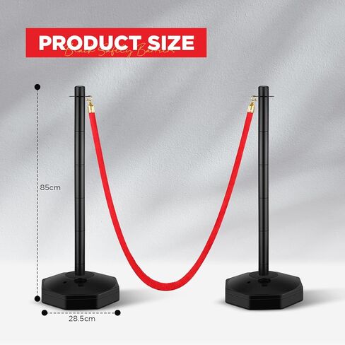 4 عبوات من الدعامات مع حبال مخملية بطول 6.5 قدم، دعامات للتحكم في الحشود و2 قطعة من حواجز حبل الانتظار، حواجز أمان سوداء مع قاعدة مجوفة لحقن الرمل لمستلزمات حفلات مسرح الأفلام in Kuwait