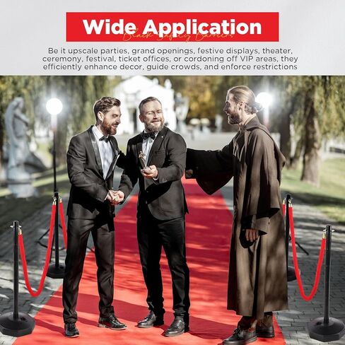 4 عبوات من الدعامات مع حبال مخملية بطول 6.5 قدم، دعامات للتحكم في الحشود و2 قطعة من حواجز حبل الانتظار، حواجز أمان سوداء مع قاعدة مجوفة لحقن الرمل لمستلزمات حفلات مسرح الأفلام in Kuwait