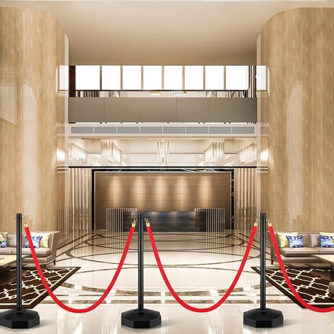 4 عبوات من الدعامات مع حبال مخملية بطول 6.5 قدم، دعامات للتحكم في الحشود و2 قطعة من حواجز حبل الانتظار، حواجز أمان سوداء مع قاعدة مجوفة لحقن الرمل لمستلزمات حفلات مسرح الأفلام in Kuwait