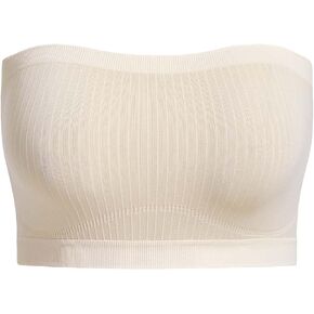 MakeMeChic Women's Plus Size Bandeau Bra Strapless Seamless Bralettes Tube Top Bra