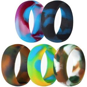 Jude Jewelers 5 Pack Size 4-15 Rubber Silicone Rings Flexible Outdoor Wedding Engagement