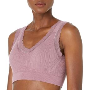 Rhonda Shear Women's Ribbed Leisure Bra with Lace Detail