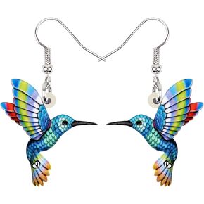 Fun Flying Hummingbird Earrings Acrylic Cute Bird Dangle Jewelry Spring Summer Novelty Gifts for Women Girls Charms