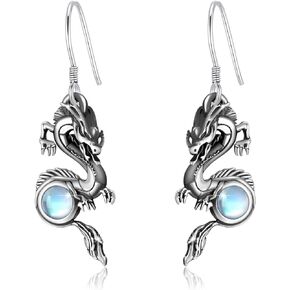 OHAYOO Dragon Dangle Earrings 925 Sterling Silver Vintage Moonstone Dragon Earrings Dragon Jewelry for Women Girls Birthday Christmas Gifts