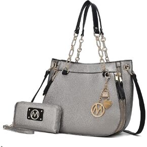 MKF Collection Tote Handbag with Wristlet Wallet, Vegan Leather Crossover Women’s Shoulder bag Purse
