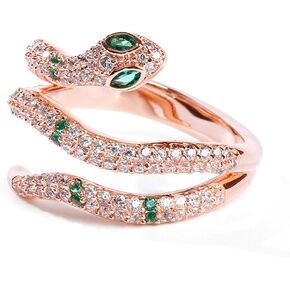 GNOCE Snake Ring 925 Sterling Silver Creative Life Force Fashion Snake Rings 18k Rose Gold With Cubic Zirconia Jewelry Accessories For Women Girls