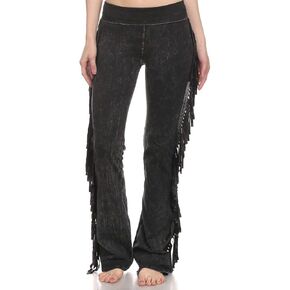 T PARTY Women's Fringe Leg Mineral Wash Yoga Pants in Saudi Arabia
