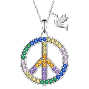 Peace Sign Necklace Sterling Silver Peace Necklace Hippie Peace Sign Jewelry for Women Men in Saudi Arabia