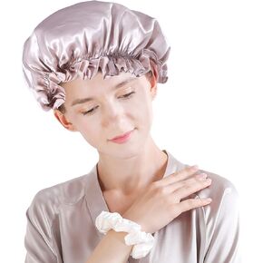 Silk Bonnet for Curly Hair 100% Mulberry Silk Hair Wrap for Sleeping 19 Momme Silk Hair Bonnet for Long Hair