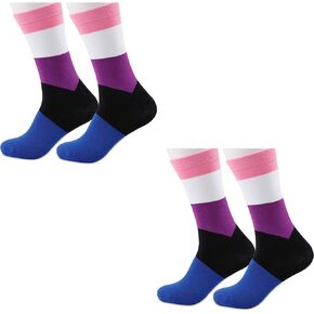 JXGZSO 2 Pairs Genderfluid Flag Socks Genderfluid Pride Gift Genderfluid Gifts Colourful Tube Socks Genderless Clothing (Genderfluid Flag Socks)