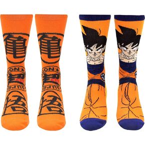Everything Legwear Dragon Ball Super Socks Gifts (2 Pair) - (1 Size) Dragon Ball Super Anime Master Roshi's Kanji Goku Crew Socks Women & Men's