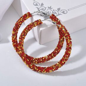 Bridal CZ Crystal Hoop Earrings Sparkling Rhinestone Large Round Loop Earrings Crystal Paved Wedding Prom Party Festival Jewelry for Women and Girls