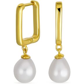 Simple Classic Bridal CZ Accent White Pear Shape Pink Black Ball Freshwater Cultured Pearl Teardrop Dangle Earrings For Women .925 Sterling Silver Lever back