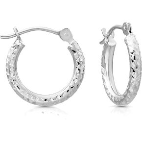 14k Gold Hand Engraved Round Hoop Earrings - 0.5 Inch Diameter
