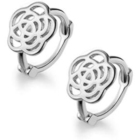 8mm Tiny Cute Rose Flower Hoop 925 Sterling Silver Mini Small Cartilage Earrings for Women Girls Teens Hypoallergenic Dainty Simple Hollow Flowers Huggie Hoops 20g Piercing Fashion Jewerly Gifts Her Daughter Wife Valentines Day