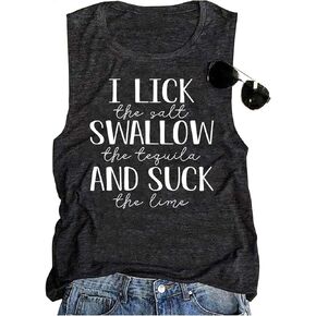 Womens I Lick The Salt Swallow The Tequila and Suck The Lime Tank Tops Cinco De Mayo Summer Sleeveless T Shirts Tanks