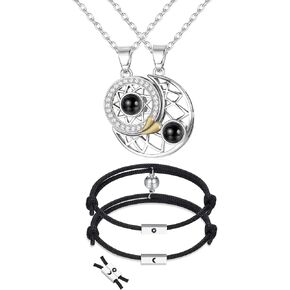 thunaraz 100 لغة مطابقة قلادة أساور للأزواج الشمس والقمر قلادة الإسقاط الأزواج أساور العلاقة أفضل صديق أساور الأزواج المجوهرات in Kuwait