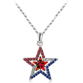4th of July Earrings & Necklace for Women - Stars & Stripes Jewelry - Red Blue & White Jewelry - Patriotic Jewelry - 4th of July Accessories - American Flag Necklace Earrings - USA Party Favors