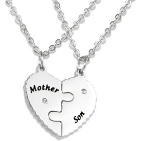 Mom and Son Necklace Gifts for Women Mothers Child Heart Matching Sets Jewelry Mother and Son Necklace